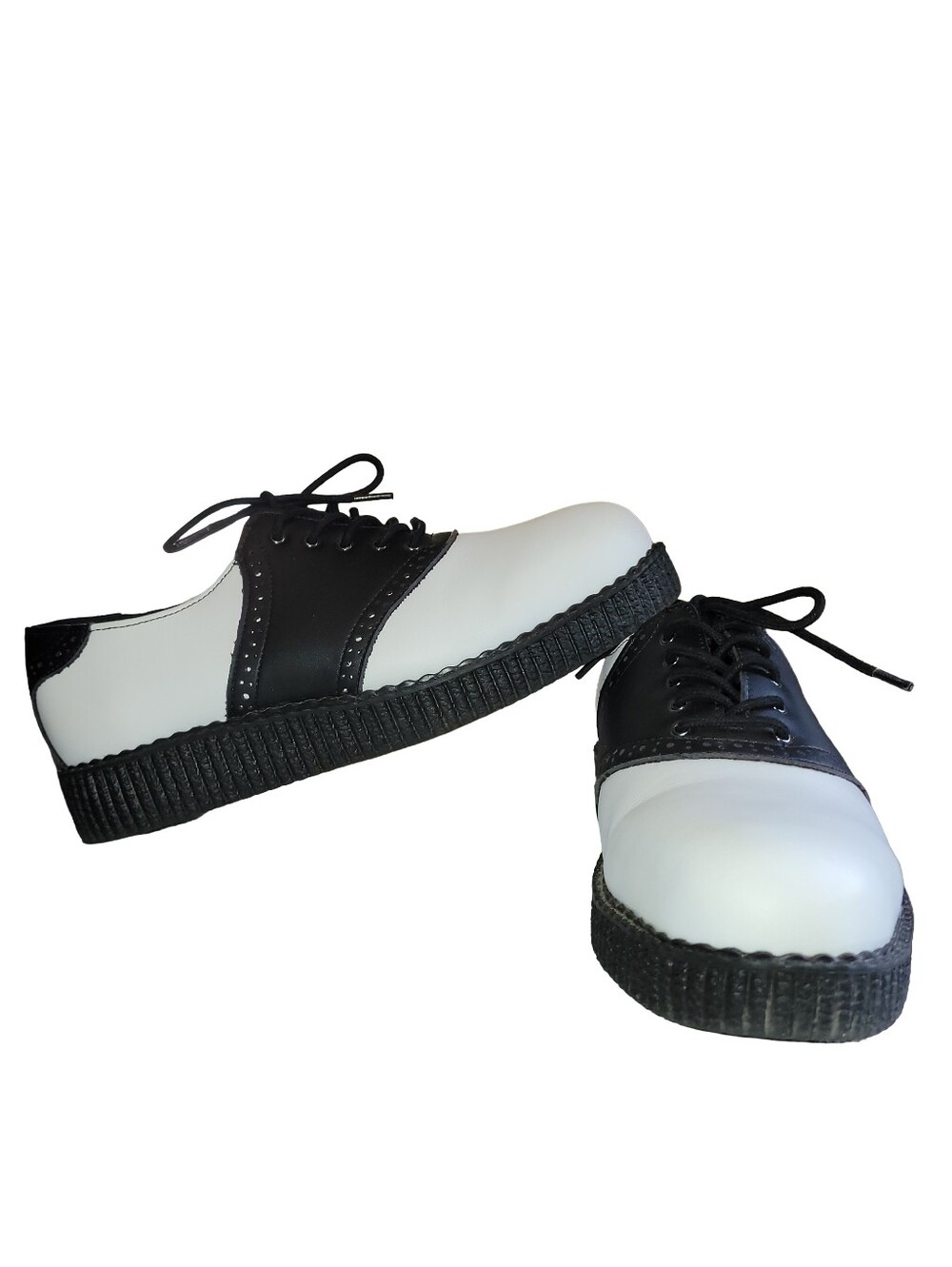 TUK Black & White Retro Saddle Oxford Low Creeper Shoes Sz W8 M6 Like New